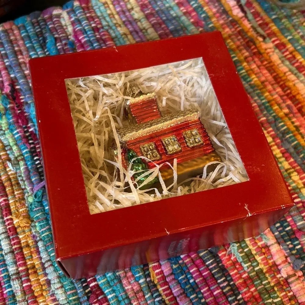 Nordstrom at Home Red Gold Glitter‎ Old School Building Ornament Teacher Gift - Picture 9 of 11